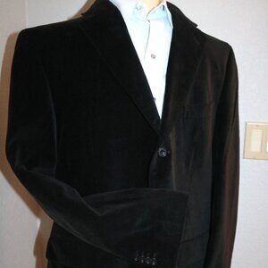 Sean John Mens Black 44L Velvet Blazer Jacket